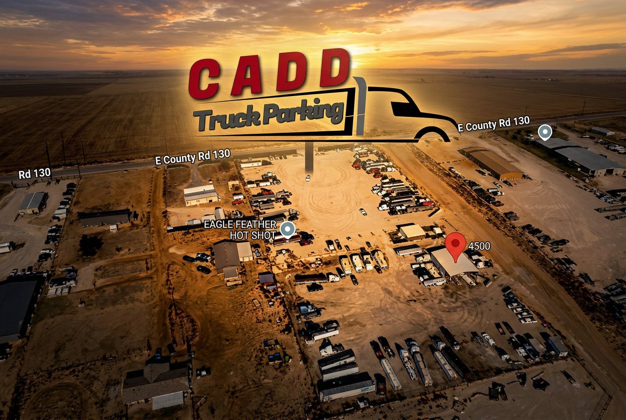 Aerial view of CADD Truck Parking at 4500 E County Road 130, Midland TX